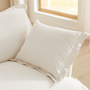 English Elm 87.4'' Cloud Couch Deep Seat Sofa with Removable Washable Covers, Concealed Legs, Plush Pillows, Ivory W2357P261725