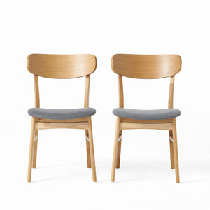 English Elm Christopher Knight Home® - DINING Chair with Cushioned Fabric Seat and Solid Rubberwood Legs, Natural Oak Finish, Stylish Comfort DARK GREY 58925.00OAK