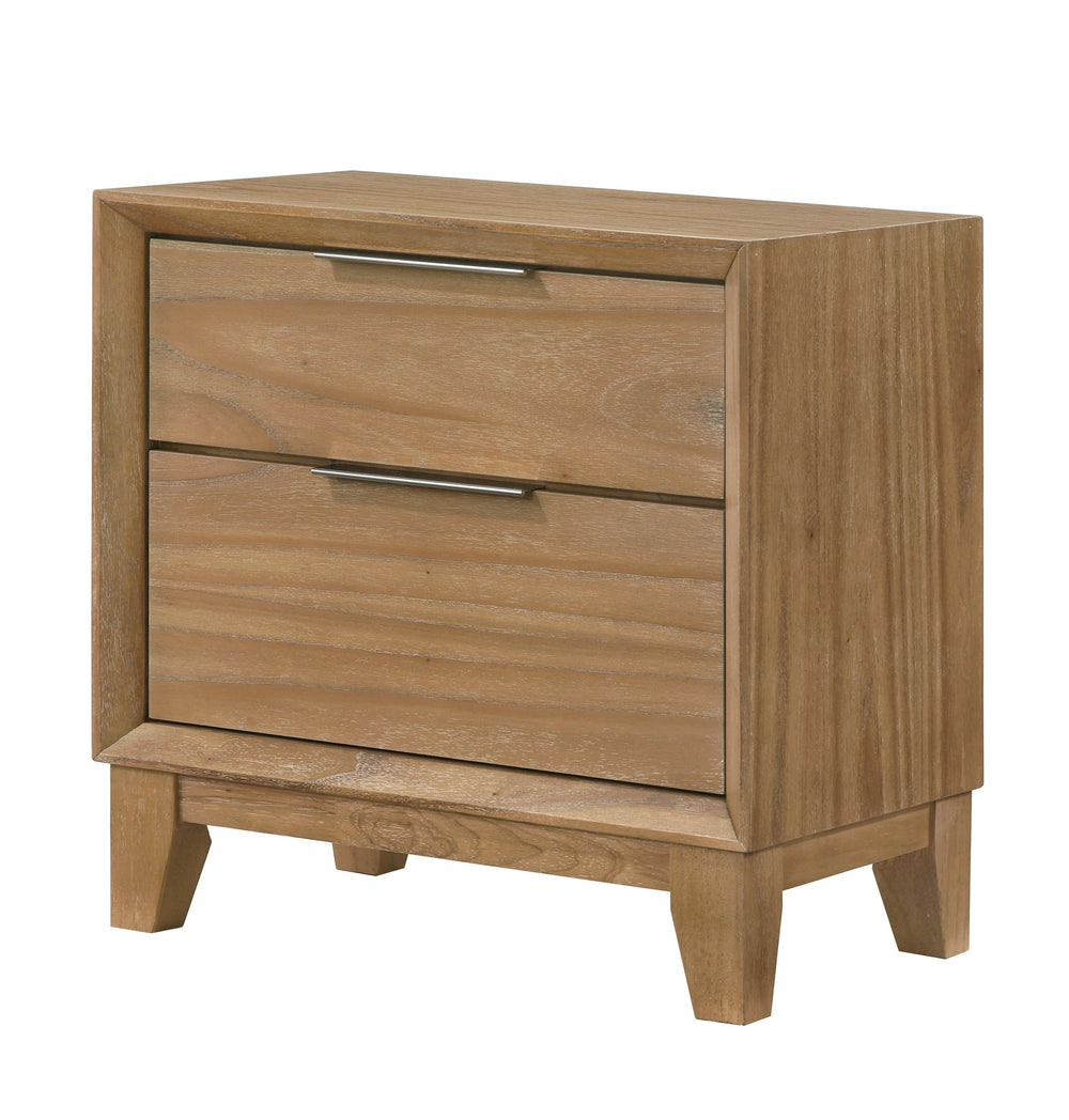 English Elm 1pc Contemporary Nightstand with Two Spacious Drawers in Mist White Finish for Modern Bedrooms Natural Wood 18.5 L x 27.4 W x 25 H B2741P404872