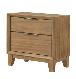 English Elm 1pc Contemporary Nightstand with Two Spacious Drawers in Mist White Finish for Modern Bedrooms Natural Wood 18.5 L x 27.4 W x 25 H B2741P404872