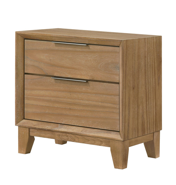 English Elm 1pc Contemporary Nightstand with Two Spacious Drawers in Mist White Finish for Modern Bedrooms Natural Wood 18.5 L x 27.4 W x 25 H B2741P404872