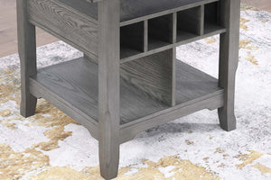 English Elm Dining Round-to-Square Counter Height Table with Built-In Lazy Susan, Wine Storage & Drop-Leaf Flexibility Gray 29 L x 28 W x 13 H B011S01875