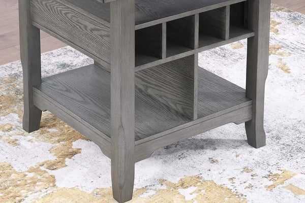 English Elm Contemporary 7-Piece Counter Height Dining Set With Lazy Susan, Storage, And 6 High Chairs For Modern Spaces B011S01878