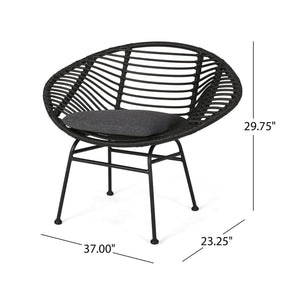 English Elm Christopher Knight Home® - SAN ANTONIO CHAIR Grey Woven Polyethylene Rattan Set of 2 with Water-Resistant Cushions & Steel Frame Modern Design 65039.00GRY