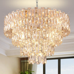 English Elm Chrome French Empire Chandelier with K9 Crystals 21 Light Dining Room Fixture W2869P476456