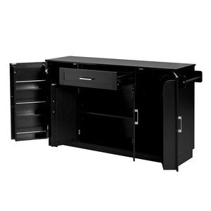 English Elm U_style Contemporary Buffet Cabinet Melamine Mdf Dining Room Storage with Adjustable Shelves Black N711P437643B