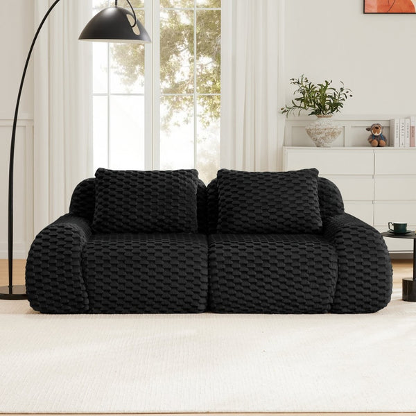 English Elm 82" Modular Sectional Sofa Flannelette Upholstery Deep Seat No Assembly Living Room Black W714P377097