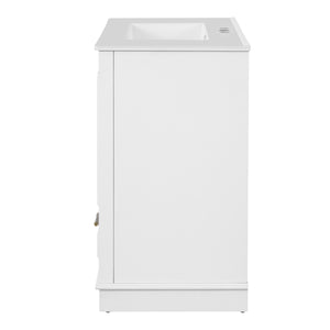 English Elm 30" Elegant Bathroom Vanity with Ceramic Sink, French-Inspired Compact Cabinet with Drawer & Shelf White N710P317676K