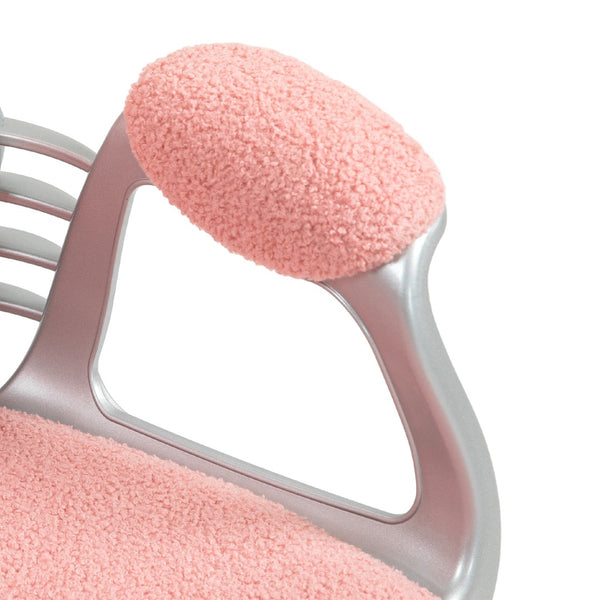 English Elm Vinsetto Cozy Teddy Fleece Office Chair With Adjustable Height, Padded Armrests & Stylish Pink Design W2225P229293-GIGA