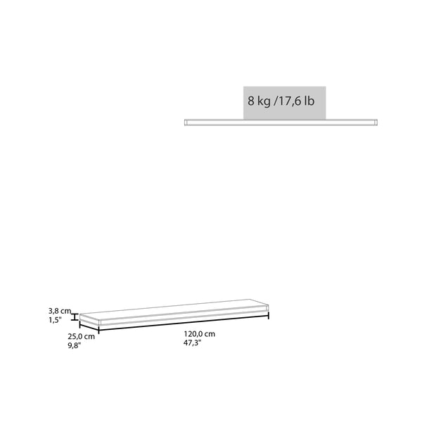 English Elm Floating Shelf Lyle Set of Two White Engineered Wood 47.2" Modern Space-Saving Display Shelf B092P245920