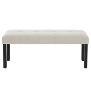English Elm Modern Tufted Linen Dining Bench with Button-Tufted Seat and Rubber Wood Legs for Entryway Seating Beige N752P317335A