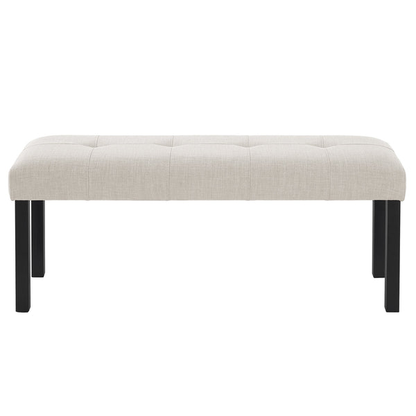 English Elm Modern Tufted Linen Dining Bench with Button-Tufted Seat and Rubber Wood Legs for Entryway Seating Beige N752P317335A