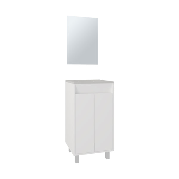 English Elm Brady Mirror Bathroom Cabinet with Bolonia Mirror, One Door, Drawer & Open Shelf, White - Compact Elegance B200P335374