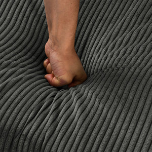 English Elm L-Shaped 4-Seat Corduroy Sofa With Ottoman & Storage, Deep Seat, Cup Holders, Modern Grey Comfort W1117S00216