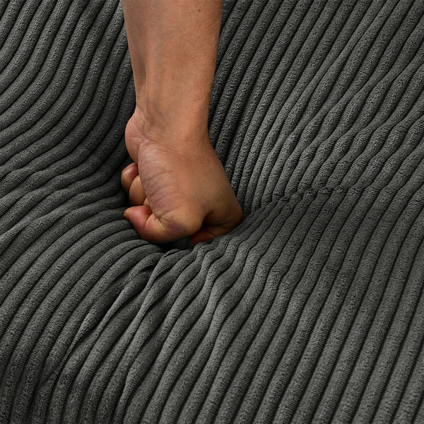 English Elm L-Shaped 4-Seat Corduroy Sofa With Ottoman & Storage, Deep Seat, Cup Holders, Modern Grey Comfort W1117S00216