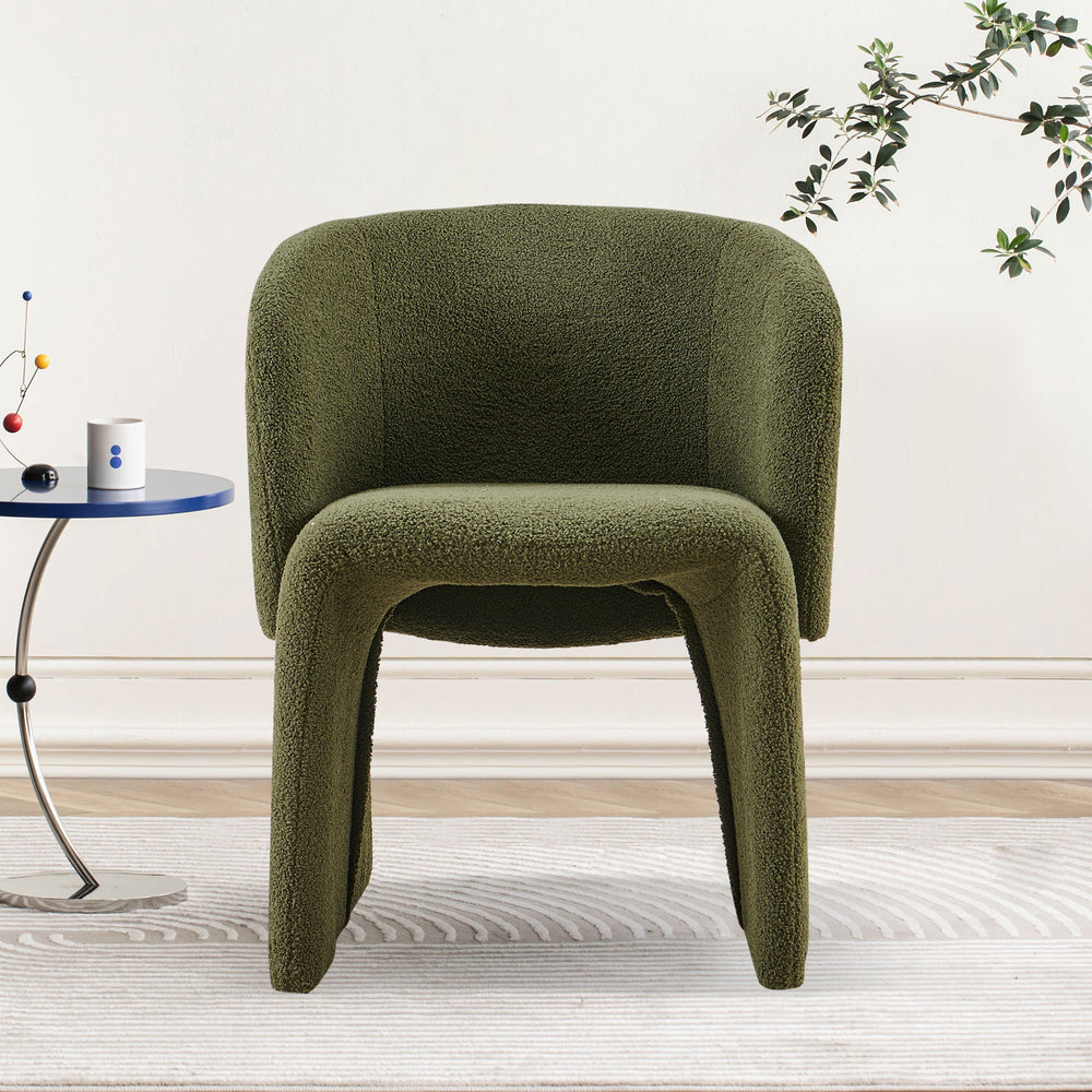 English Elm Modern Boucle Dining Chair Upholstered Teddy Accent Seat for Living Room Bedroom Office Comfortably Chic Green W1164P190844