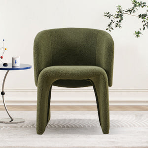 English Elm Modern Boucle Dining Chair Upholstered Teddy Accent Seat for Living Room Bedroom Office Comfortably Chic Green W1164P190844