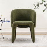 English Elm Modern Dining Chair Accent Chair Green Single Sofa Chair,Upholstered Side Chair Teddy Comfy Chair For Dining Room/Bedroom/Living Room/Reception-Green-1 Piece