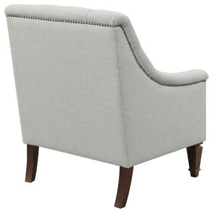 English Elm Veronica Grey Tufted Sloped Arm Chair — Plush Textured Upholstery, Ergonomic Support, Nailhead Trim Elegance B062P328692