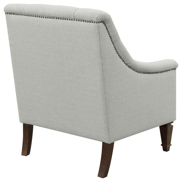 English Elm Veronica Grey Tufted Sloped Arm Chair — Plush Textured Upholstery, Ergonomic Support, Nailhead Trim Elegance B062P328692