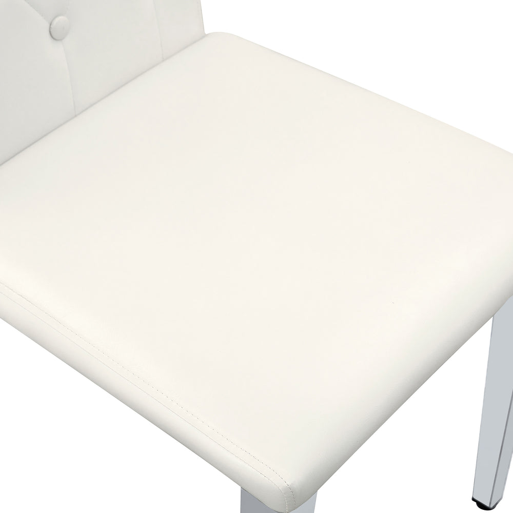 English Elm 4-pack PU dining chairs with ergonomic buckle backrest, high-density sponge seat, gold metal legs elegant luxury White+Silver W1151P295715