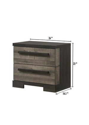 English Elm 1pc Contemporary 2-Drawer Nightstand Gray Wood Finish Compact Bedroom Storage Table with Sleek Design Black White 29 L x 19.1 W x 26 H B011P210424