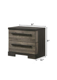 English Elm 1 Piece Contemporary 2-Drawer Nightstand Brown Gray Finish Wooden Bedroom Furniture