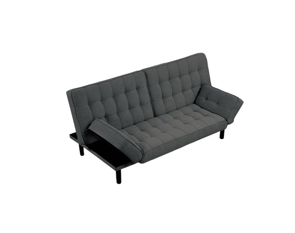 English Elm Dark Gray Futon Sofa With Biscuit Tufting – Stylish Convertible Couch With Adjustable Arm Rests! B2741P314790