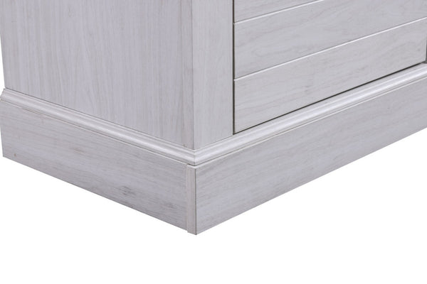 English Elm Tropea 58 Inch Open Shelf Media Console with Oak Finish and Cord Management B2749P413261