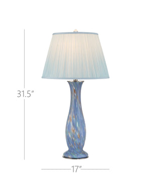 Currey & Company Lapis Blue Table Lamp - Mesmerizing Glass Body With Iridescent Copper & Pleated Ombre Shade Design Blue Glass 6000-1012-currey-company