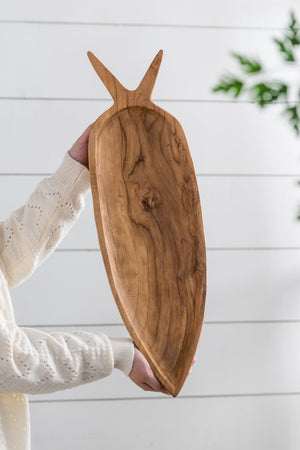 English Elm 23.6x6.3x2" Teak Wood Decorative Plate Carrot Shape – Natural Finish, 100% Teak Accent Tray for Centerpieces W2078P391137