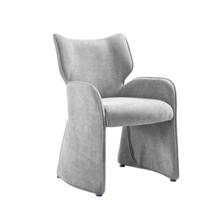 English Elm Alicia Sculptural Wraparound Upholstered Dining Chair with Curved Sled Base for Modern Rooms Gray B2736P464806