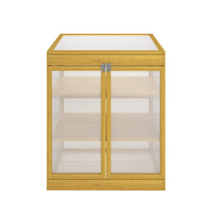 English Elm Greenhouse Pine Wood Cold Frame Cabinet with Polycarbonate Panels for Outdoor Seedlings W1850P236449