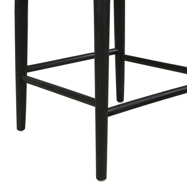 English Elm Christopher Knight Home® - COUNTER Ladder Back Farmhouse Counter Stool Set of 2 with Upholstered Seats and Tapered Rubberwood Legs Black N771P339881H