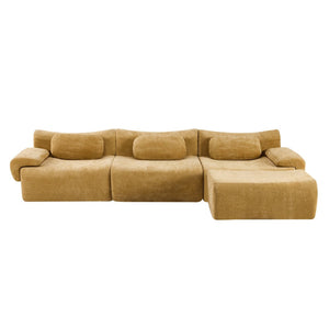 English Elm Modular Chenille Deep Seat Sectional Sofa with Bamboo Frame for Living Room Lounge Yellow W1829S00067