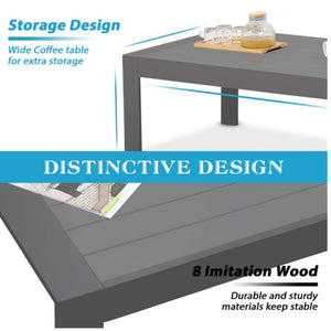 English Elm 4-piece Aluminum Outdoor Conversation Set with Rust-proof Matte Frame and Wpc Coffee Table Dark Grey B082S00090