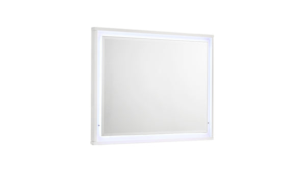 English Elm Manhattan Lacquer Frame Mirror with Integrated Perimeter LED Lighting, White Finish for Modern Spaces B009P309294