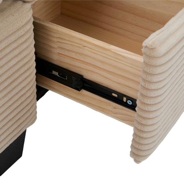 English Elm United Multifunctional L-Shaped Corduroy Sofa: 4-Seater With Usb Ports, Storage, And Comfort Features W1568S00226-GIGA