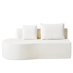 English Elm 138.6" Curved Modular Sectional Sofa Low Profile High Density Foam Living Room Lounge White N767P366006W