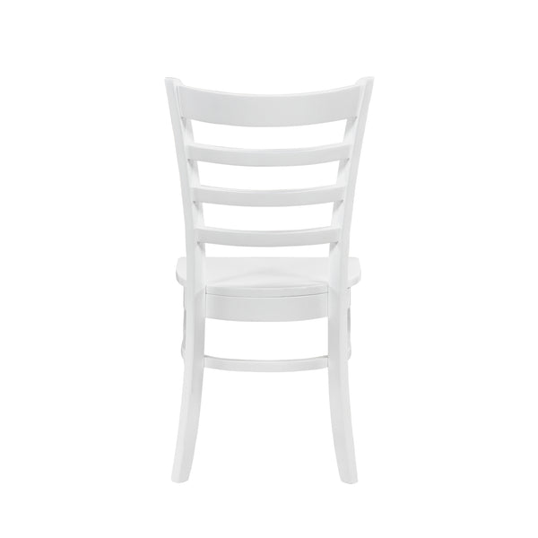 English Elm White Ladder-Back Dining Chairs Set of 2 - Farmhouse Wooden Side Chairs, Contoured Seats, 18" Height B011P188439