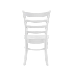 English Elm White 3-Piece Farmhouse Dining Set With Round Table & 2 Ladder-Back Chairs For Cozy Spaces B011S00925-GIGA