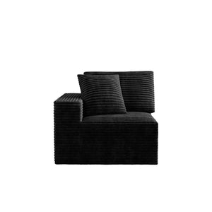 English Elm Sp-009m-black-lr Plush Corduroy Modular Sectional Reversible Chaise for Living Room W3819P448408