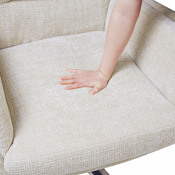 English Elm Comfortable Swivel Chair with Ottoman, Chenille Upholstery, Silver Metal Base, Plush Modern Comfort Beige 30 L x 35 W x 30 H B011P304982