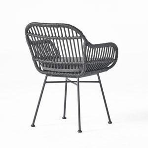 English Elm Rodney Polyethylene Rattan Accent Chair Set Woven Over Steel Frame for Modern Living 65036.00GRY