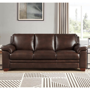 English Elm Magnum Chestnut Leather Sofa with Pocketed Coils, Top-Grain Seating, Kiln-Dried Frame, 85"L B2705P329295