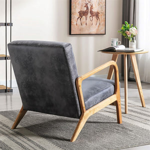 English Elm Classic Mid Century Modern Accent Chair with Espresso Wood Frame, Plush Microfiber Cushioning & Retro Appeal Light Gray B2735P271039