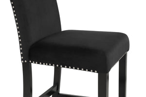 English Elm 5Pc Counter Height Dining Set – Chic White Faux Marble Table & Elegant Black Velvet Chairs For Stylish Dining B011P243224