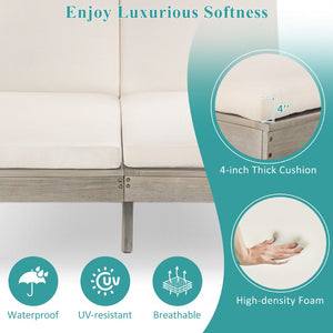 English Elm Trexm Acacia Wood Double Chaise Lounge Outdoor with Folding Trays and Foam Cushions TM000015AAE