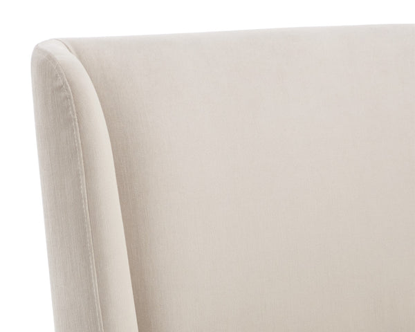 Sunpan Amita Wheeled Dining Chair - Elegant Upholstered Design with Moisture Repellent Performance Fabric Piccolo Prosecco