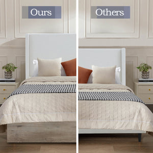 English Elm Shelton Upholstered Wingback Bed with 54" Textured Ivory Chenille Headboard, Rustic Modern Farmhouse Queen B083P321432